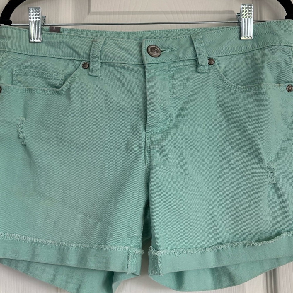 LC Lauren Conrad Seafoam Distressed Jean Shorts